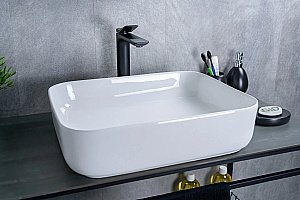Раковина накладная Gid Geometrico 50 D1304 51197 белая купить в интернет-магазине Sanbest