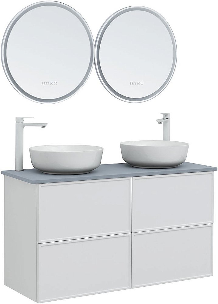 Тумба с раковиной Aquanet Арт 120 белая матовая для ванной в интернет-магазине Sanbest