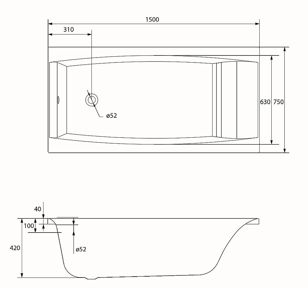 Ванна акриловая Cersanit VIRGO 63352 150x75 купить в интернет-магазине Sanbest