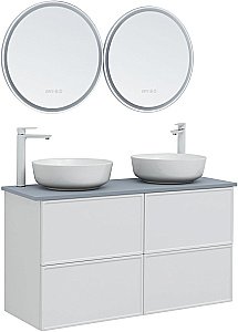 Тумба с раковиной Aquanet Арт 120 белая матовая для ванной в интернет-магазине Sanbest