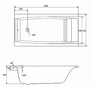 Ванна акриловая Cersanit VIRGO 63352 150x75 купить в интернет-магазине Sanbest