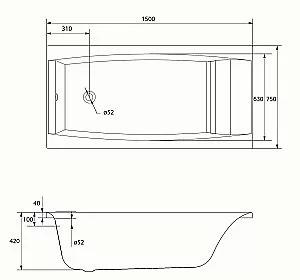 Ванна акриловая Cersanit VIRGO 63352 150x75 купить в интернет-магазине Sanbest