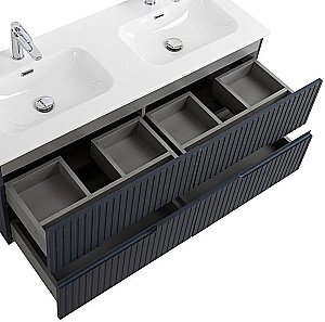 Тумба с раковиной Cezares DUET-N 120 DUET-N-1200-4C-SO-2-GR-P графит для ванной в интернет-магазине Sanbest