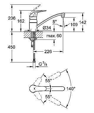 Смеситель для кухни Grohe Euroeco 32750 000 купить в интернет-магазине сантехники Sanbest