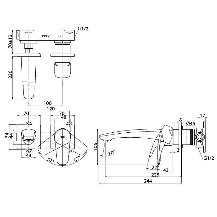 Смеситель для раковины Toto GM TLG09308R Хром купить в интернет-магазине сантехники Sanbest