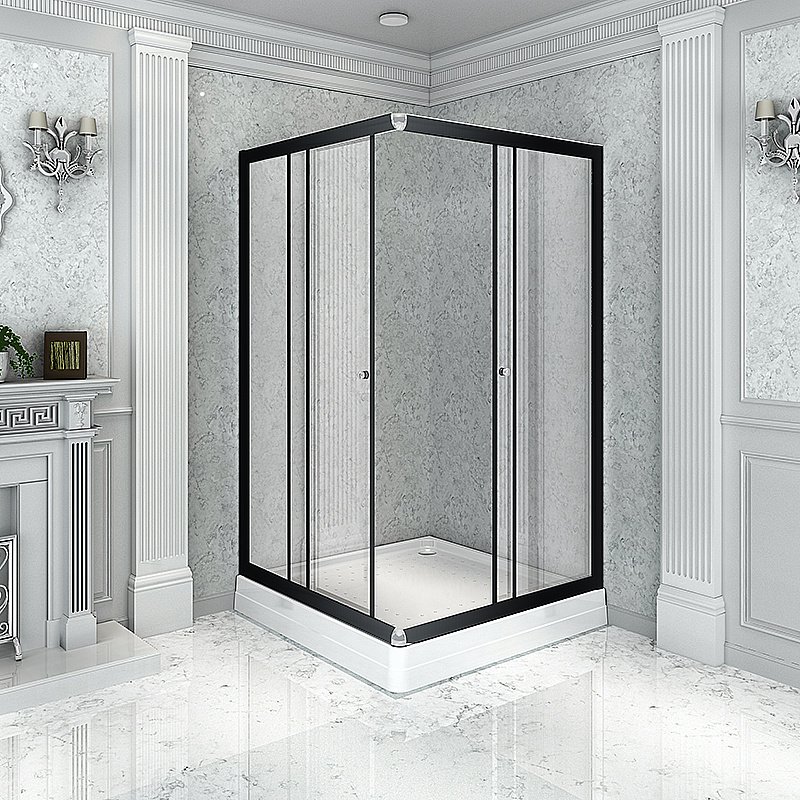 Душевой уголок Радомир Дрим 90x90 стекло прозрачное/черный профиль купить в интернет-магазине Sanbest