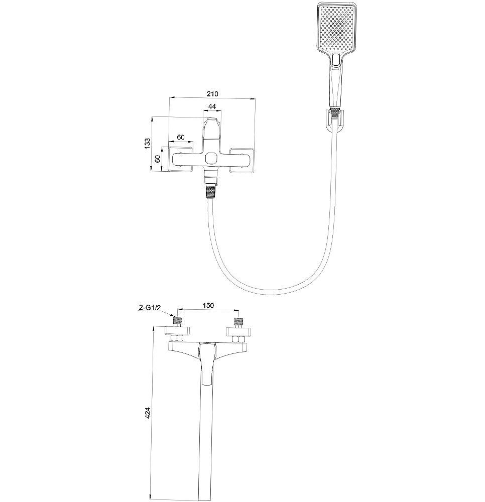Смеситель для ванны WONZON & WOGHAND FLEX WW-639906-CR хром купить в интернет-магазине сантехники Sanbest