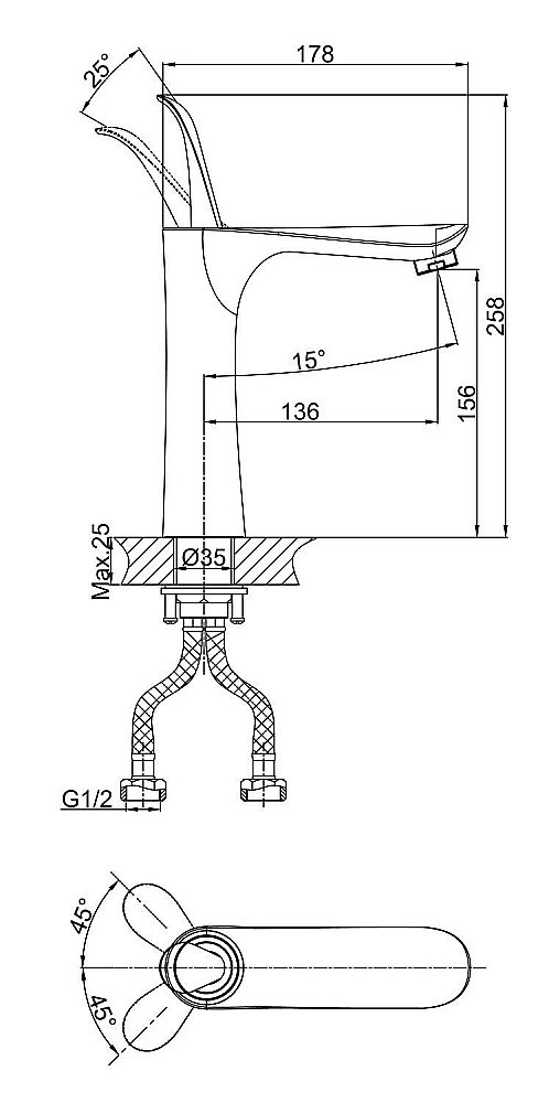 Смеситель для раковины D&K Venice Baciano DA1032659 купить в интернет-магазине сантехники Sanbest