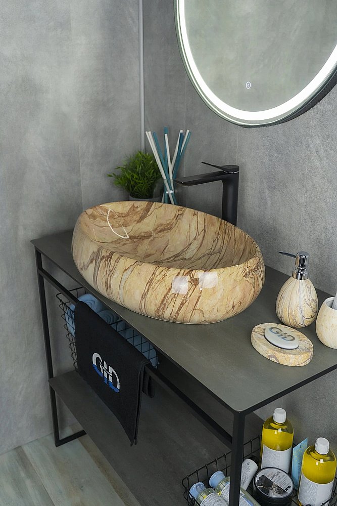 Раковина накладная Gid 60 Mnc161 54403 бежевый мрамор купить в интернет-магазине Sanbest