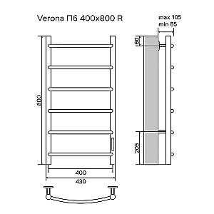 Полотенцесушитель электрический Azario VERONA П6 400х800 AZ04848 хром купить в интернет-магазине сантехники Sanbest