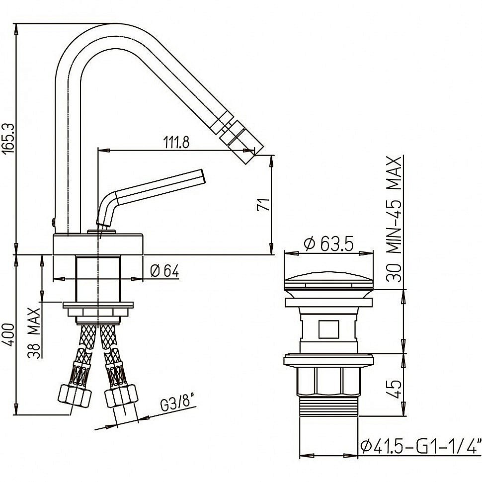 Смеситель для биде PAINI Pixel 81CR306NEWKM хром купить в интернет-магазине сантехники Sanbest
