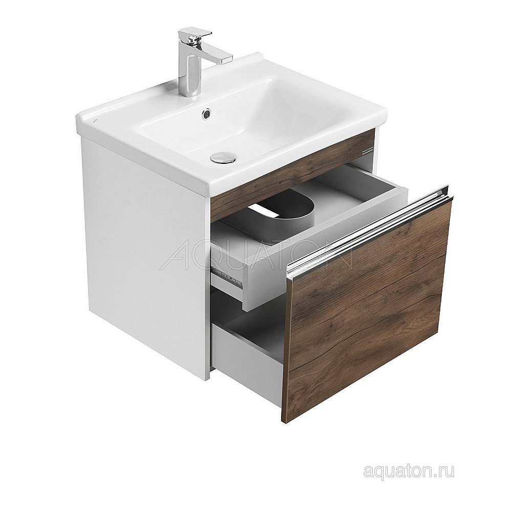 Тумба с раковиной Акватон Капри 60 таксония темная для ванной в интернет-магазине Sanbest