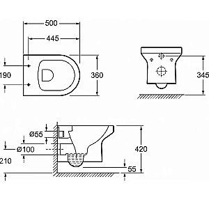 Унитаз c инсталляцией Elite  E21743RU-00, сиденье тонкое микролифт, панель для двойного смыва, глянцевый белый (E36495-NF+E36496-00+EDX114RU) купить в интернет-магазине Sanbest