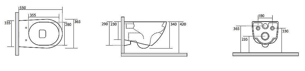 Унитаз подвесной Kerasan Aquatech 3714 Белый, безободковый купить в интернет-магазине Sanbest