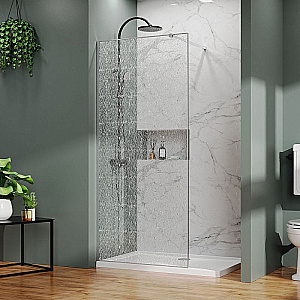 Душевое ограждение Azario Walk-in 120 AZ-275-120-CH-CBR стекло с рисунком битое стекло/профиль хром купить в интернет-магазине Sanbest