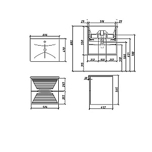 Тумба с раковиной Caprigo Modo-Terza 60 с интегрированной ручкой, бланж для ванной в интернет-магазине Sanbest