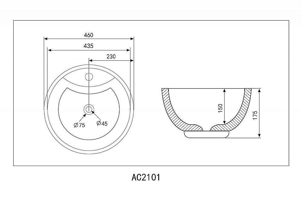 Раковина накладная ABBER Bequem AC2101 белая купить в интернет-магазине Sanbest