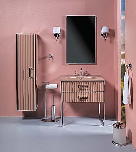 Тумба с раковиной Armadi Art Monaco 100 под моноблок капучино с хромом для ванной в интернет-магазине Sanbest