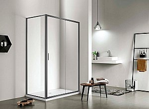 Душевой уголок Aquatek Ария ARI RA 90х100 стекло прозрачное/профиль оружейная сталь купить в интернет-магазине Sanbest