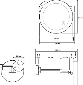 Зеркало косметическое Bemeta 116101770 черное купить в интернет-магазине сантехники Sanbest