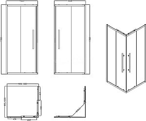 Душевой уголок Esbano Flex ESOGF100KVB 100х100 стекло прозрачное/профиль черный матовый купить в интернет-магазине Sanbest
