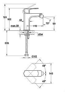 Смеситель для биде Cersanit WISLA 63058 хром купить в интернет-магазине сантехники Sanbest