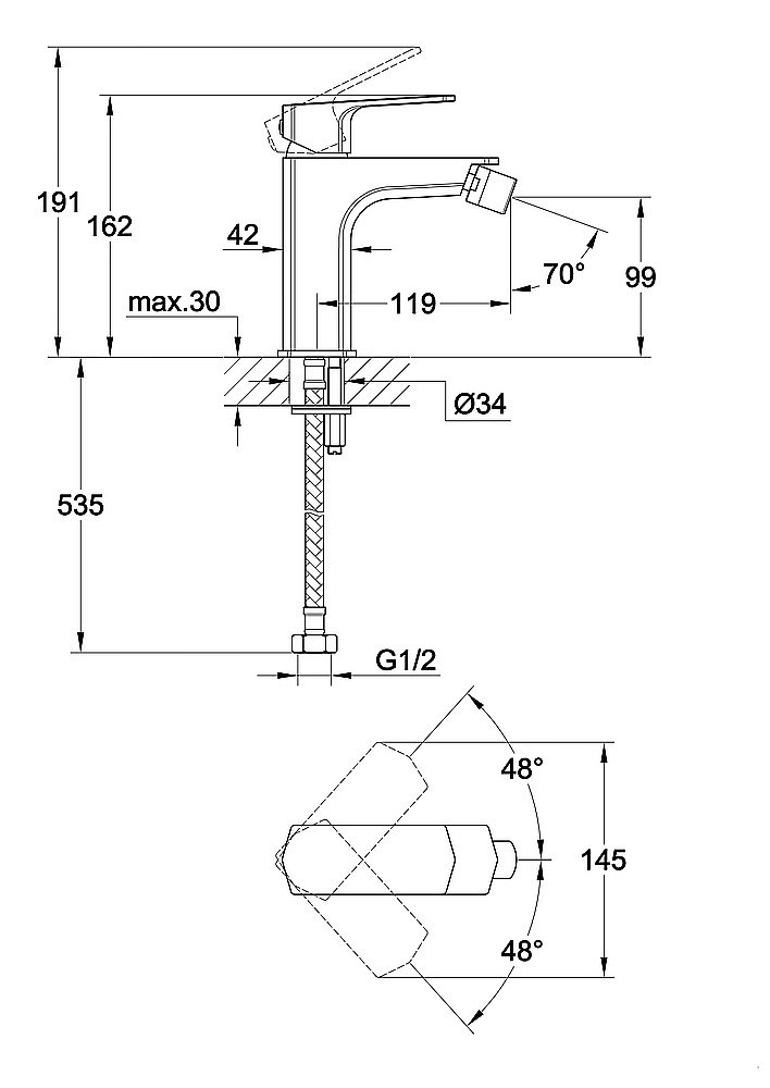 Смеситель для биде Cersanit WISLA 63058 хром купить в интернет-магазине сантехники Sanbest