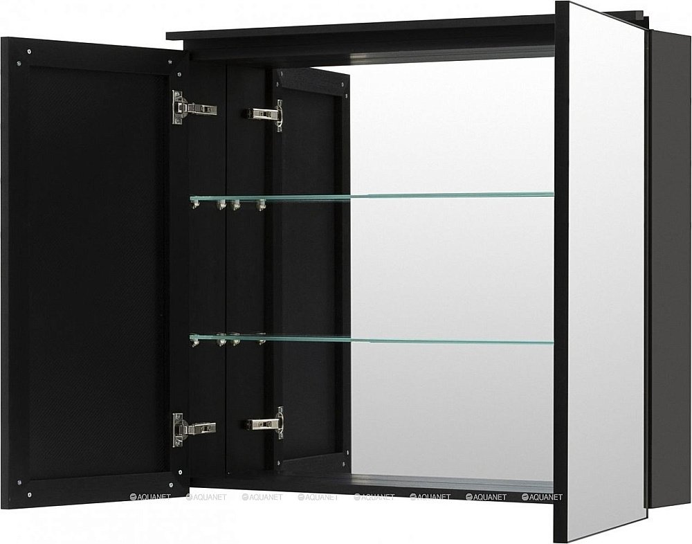 Зеркальный шкаф De Aqua Алюминиум 261760 90 черный купить в интернет-магазине сантехники Sanbest