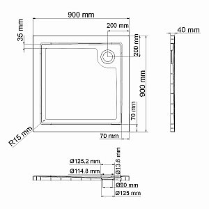 Душевой поддон WasserKRAFT Salm 27T03 90хх90 купить в интернет-магазине Sanbest