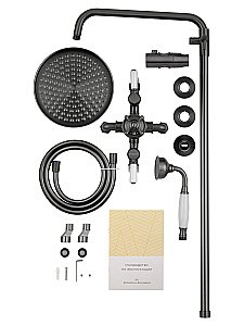 Душевая система с термостатом WONZON & WOGHAND RETRO, Темный графит (WW-B3041-BGG) купить в интернет-магазине сантехники Sanbest