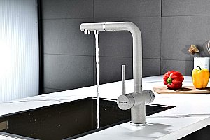 Смеситель для кухни Paulmark Serpentine Se213222-GR серый купить в интернет-магазине сантехники Sanbest