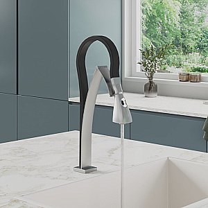 Смеситель для кухни Paini Hybrid HKPA557YOSIKKM сталь/черный купить в интернет-магазине сантехники Sanbest