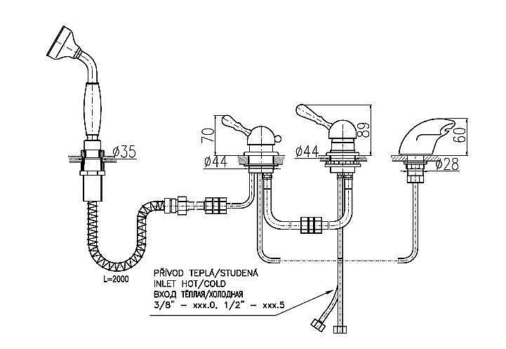 Cмеситель каскадный для ванны Rav-Slezak LABE L570.5PSM купить в интернет-магазине сантехники Sanbest