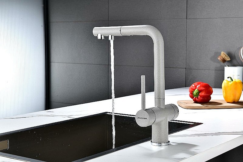 Смеситель для кухни Paulmark Serpentine Se213222-GR серый купить в интернет-магазине сантехники Sanbest