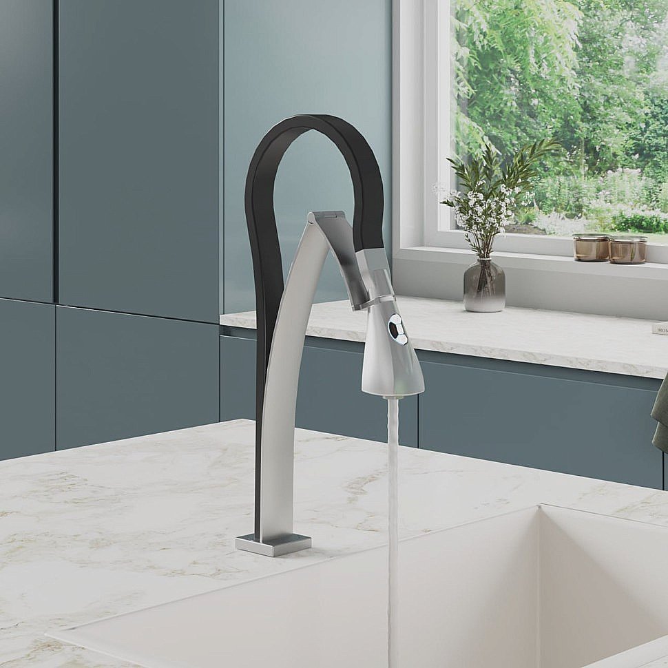 Смеситель для кухни Paini Hybrid HKPA557YOSIKKM сталь/черный купить в интернет-магазине сантехники Sanbest