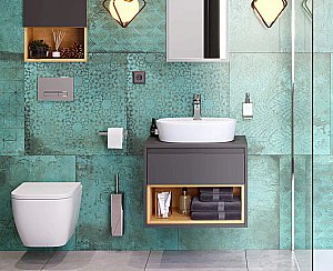 Тумба с раковиной Excellent TUTO MLEX.0102.600.GRBL 60 серый/дуб для ванной в интернет-магазине Sanbest