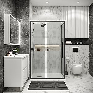 Душевой уголок Grossman Cosmo 120.K33.02.1180.21.02 110x80 стекло шиншилла/профиль черный матовый купить в интернет-магазине Sanbest