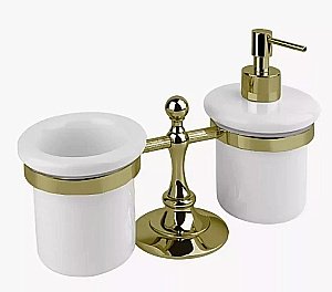 Держатель со стаканом и диспенсером Cezares OLIMP-TDT-02-M бронза купить в интернет-магазине сантехники Sanbest