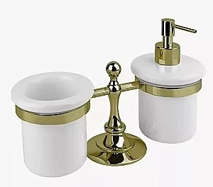 Держатель со стаканом и диспенсером Cezares OLIMP-TDT-02-M бронза купить в интернет-магазине сантехники Sanbest