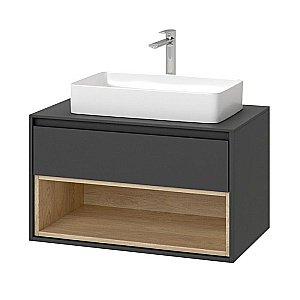 Тумба с раковиной Excellent TUTO MLEX.0102.800.GRBL 80 серый/дуб для ванной в интернет-магазине Sanbest