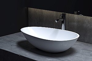 Раковина накладная Salini Paola 1101201SM 58 из искусственного камня S-Stone, белая матовая купить в интернет-магазине Sanbest