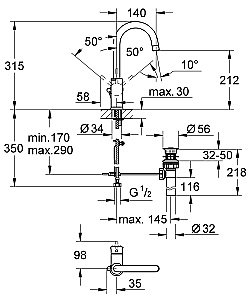 Смеситель для раковины Grohe BauClassic 23095000 хром купить в интернет-магазине сантехники Sanbest