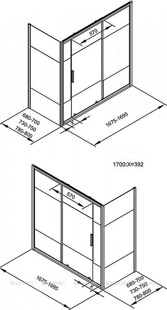 Шторка для ванны Aquanet Practic AE10-B-170H150U-CP купить в интернет-магазине Sanbest