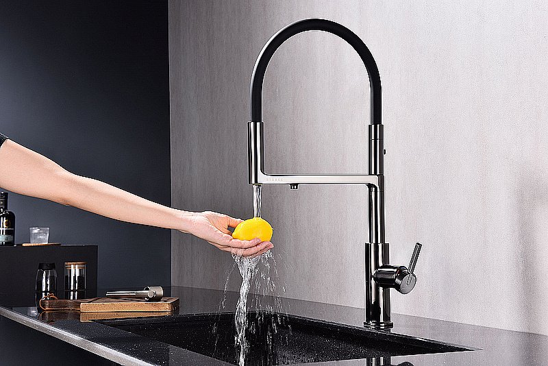 Смеситель для кухни Paulmark Tornado To213402-GB черный глянцевый купить в интернет-магазине сантехники Sanbest