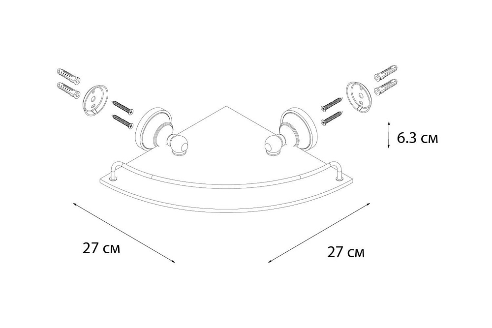 Полка стеклянная угловая FIXSEN BOGEMA FX-78503A купить в интернет-магазине сантехники Sanbest