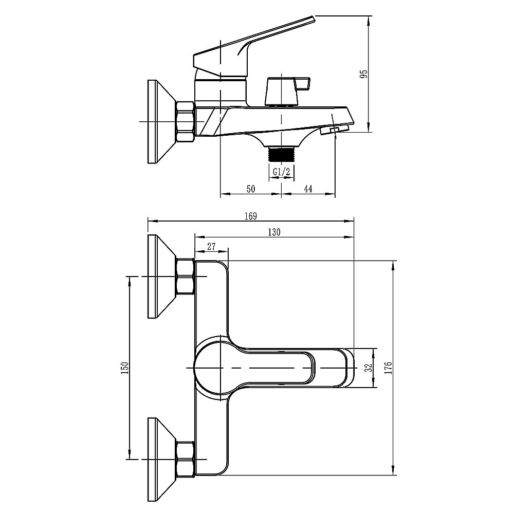 Смеситель для ванны Loranto TINA LR30362001 Хром купить в интернет-магазине сантехники Sanbest