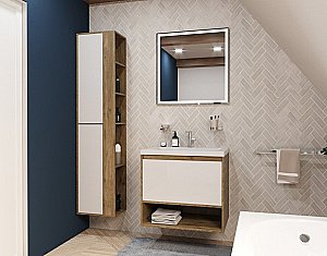 Тумба с раковиной Эстет Monaco Wood 70 подвесная 1 ящик белая для ванной в интернет-магазине Sanbest