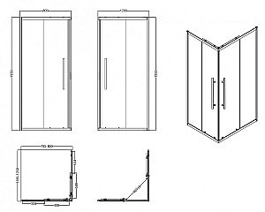 Душевой уголок Esbano ESF-80D1+120D2-B ESOG-80D1-120D2-B 120x80  стекло прозрачное/профиль черный купить в интернет-магазине Sanbest