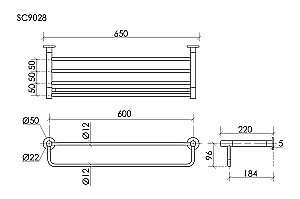 Полка для полотенец Sancos Base SC9028CH хром купить в интернет-магазине сантехники Sanbest