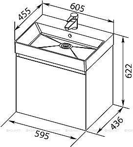 Тумба с раковиной Aquanet Нью-Йорк 203945 60 орех для ванной в интернет-магазине Sanbest